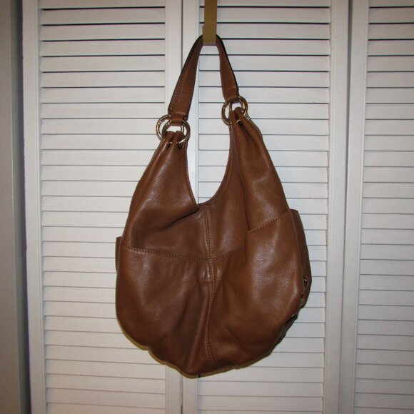 Michael Kors Layton Brown Leather Hobo Shoulder Bag - Picture 4 of 9